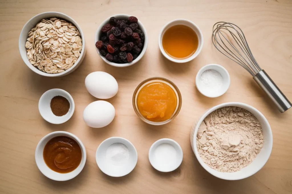 Ingredients for Oatmeal Raisin Muffins