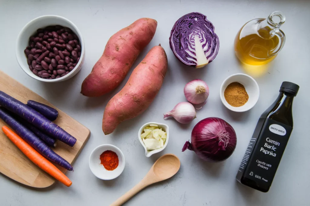 Ingredients for Purple Black Bean Soup Recipe