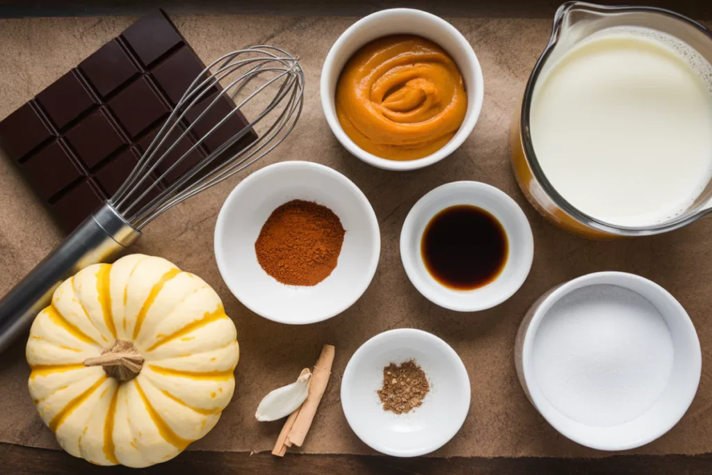 Ingredients for Pumpkin Puree and Dark Chocolate Mousse