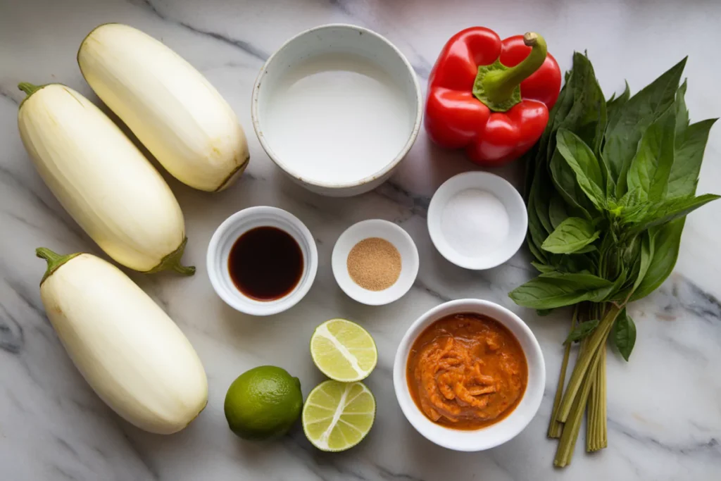 Ingredients for Thai Aubergine Recipe