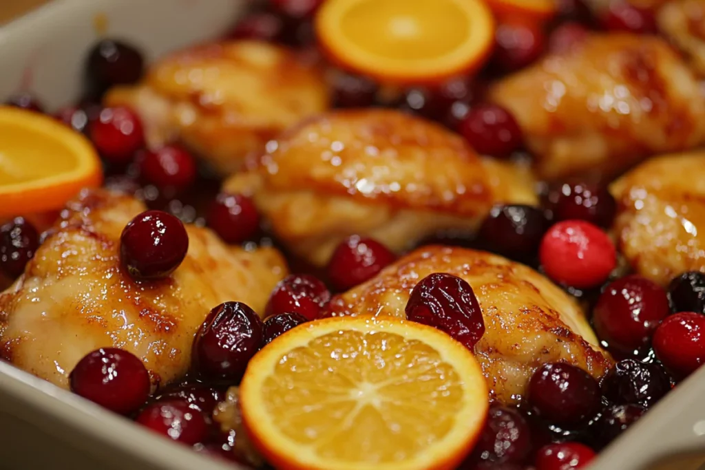 Baked Cranberry Orange Chicken Thighs