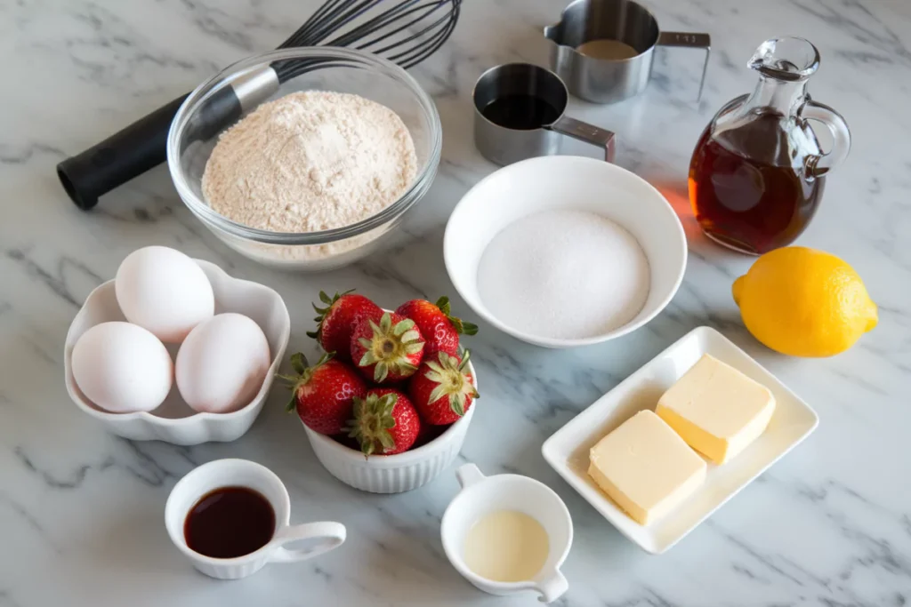 Ingredients for Waffles and Strawberries